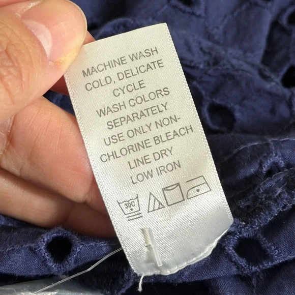 Roaman's 20W Navy Blue Eyelet Waist Tie Fit and Flare Midi Dress - Picture 8 of 9